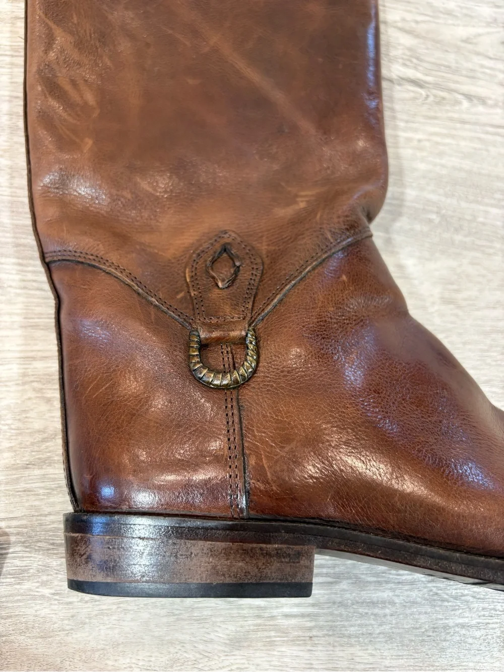 Joan David Boots Womens 37 6.5 Hand Made In Italy Leather Brown Riding Pull On
